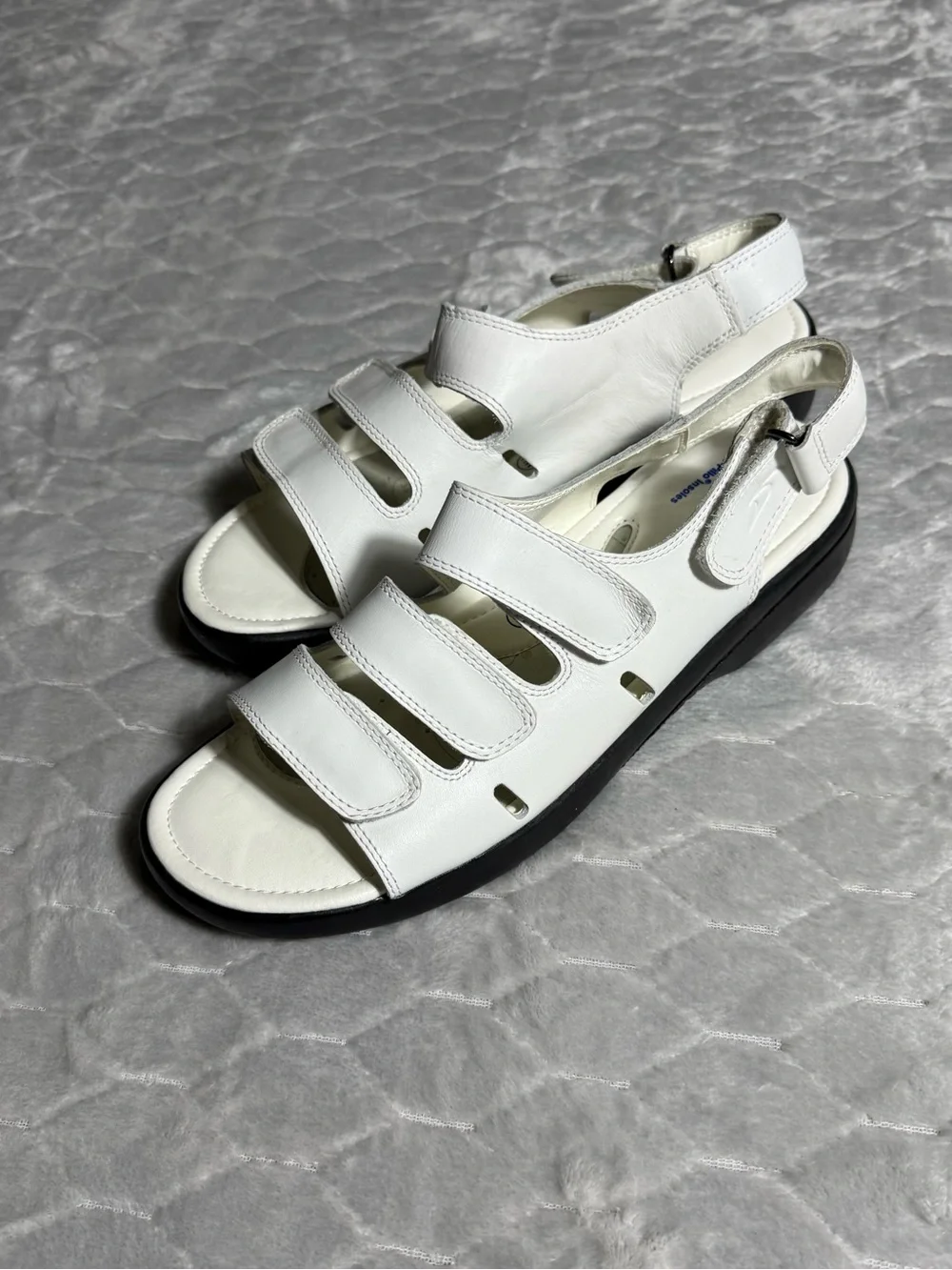 Dr Scholls Air Pillo Comfort Sandals White Leather 11W NWOB